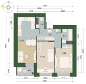 2-комнатная квартира 55.78м²