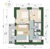 2-комнатная квартира 53.43м²