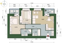 2-комнатная квартира 65.17м²