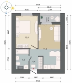 1-комнатная квартира 40.80м²