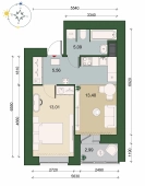1-комнатная квартира 38.56м²