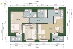 2-комнатная квартира 65.22м²