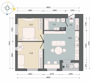 2-комнатная квартира 59.70м²