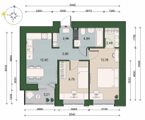 2-комнатная квартира 48.73м²