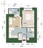 1-комнатная квартира 31.71м²
