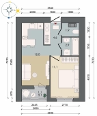 1-комнатная квартира 36.60м²